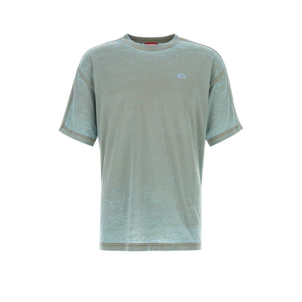 Diesel Men Light Blue Blend Cotton T-Boxtes T-Shirt